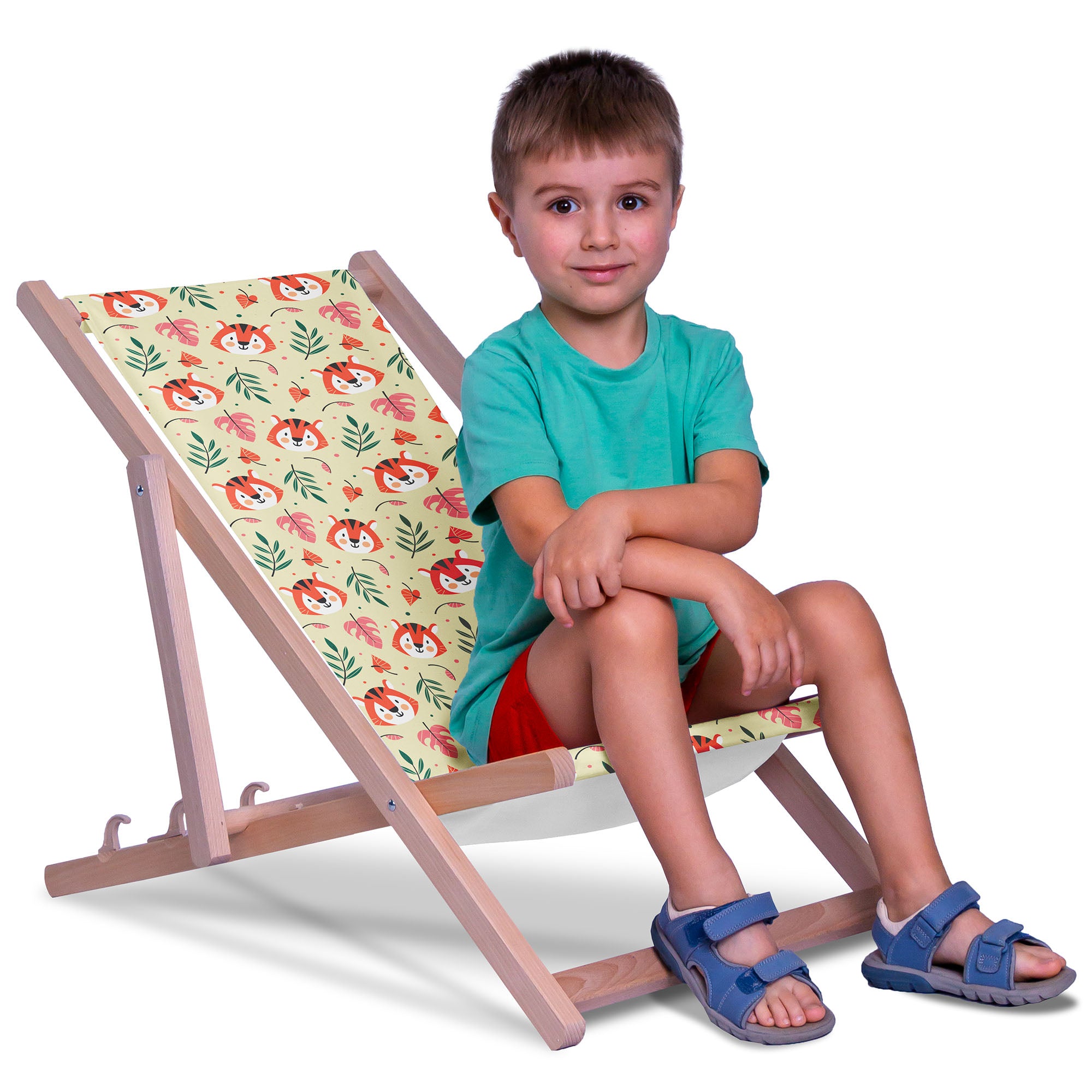 Wooden deck chair Tiger Pattern