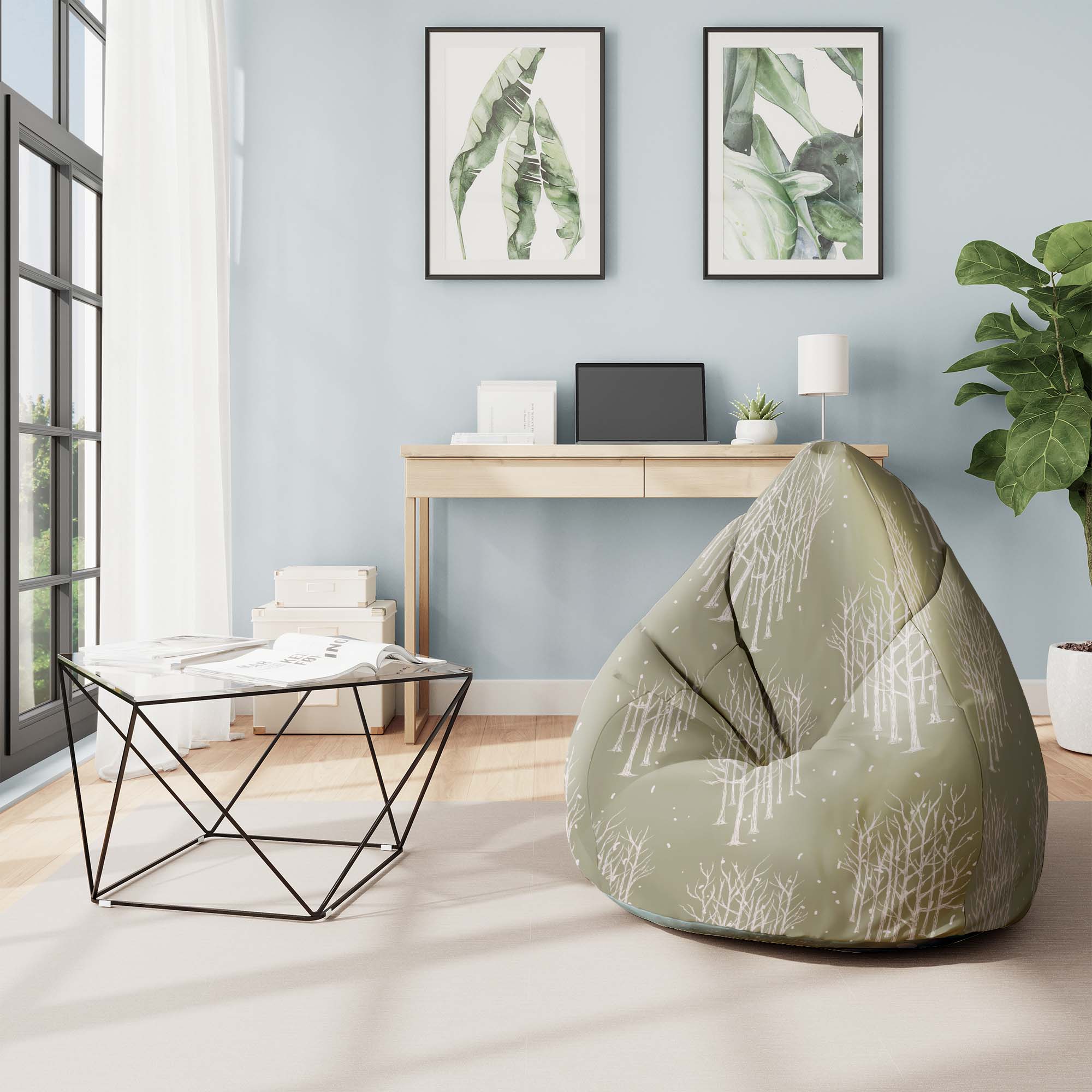 Puf Pearshape White Tree