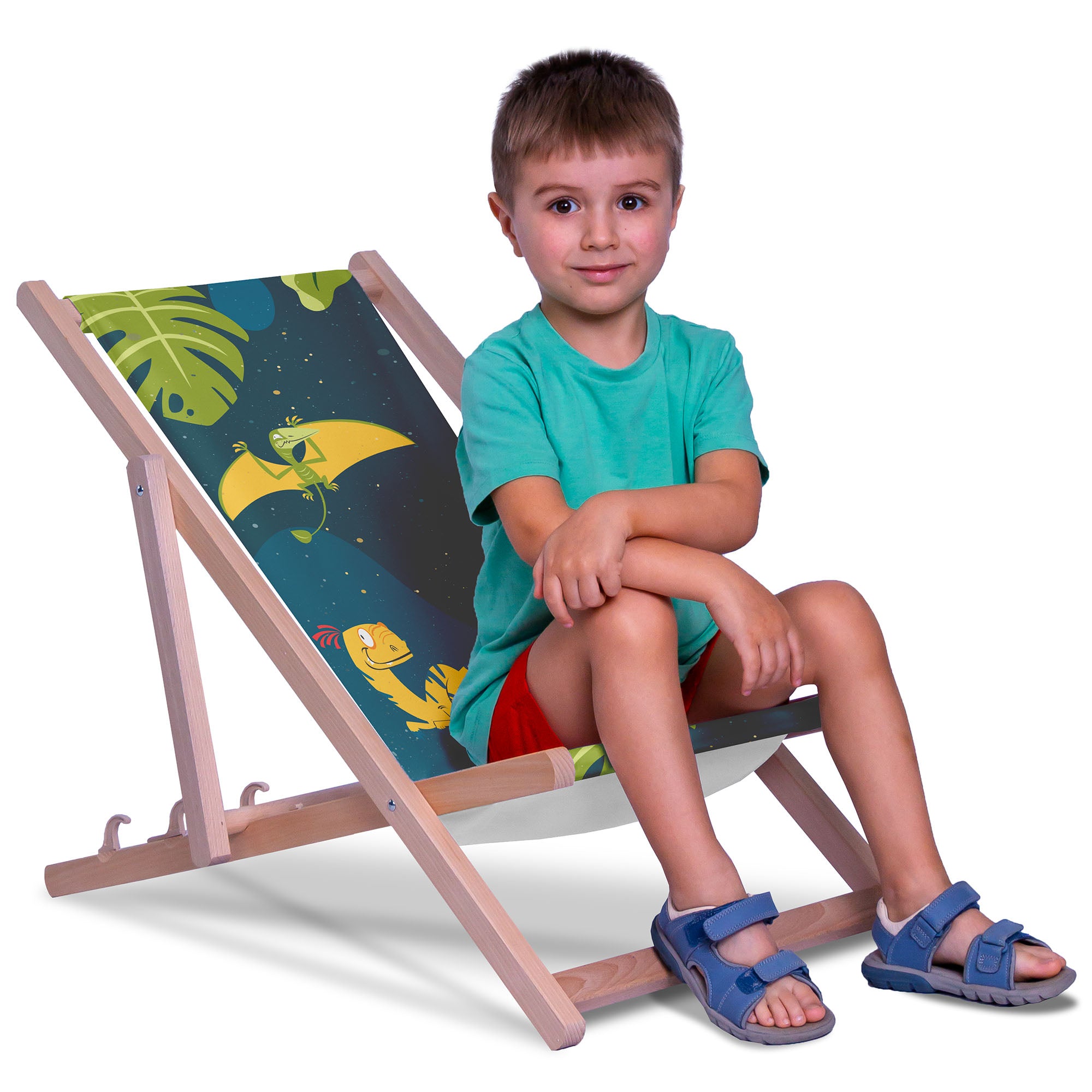 Wild Dinosaur-S Wooden Deck Chair