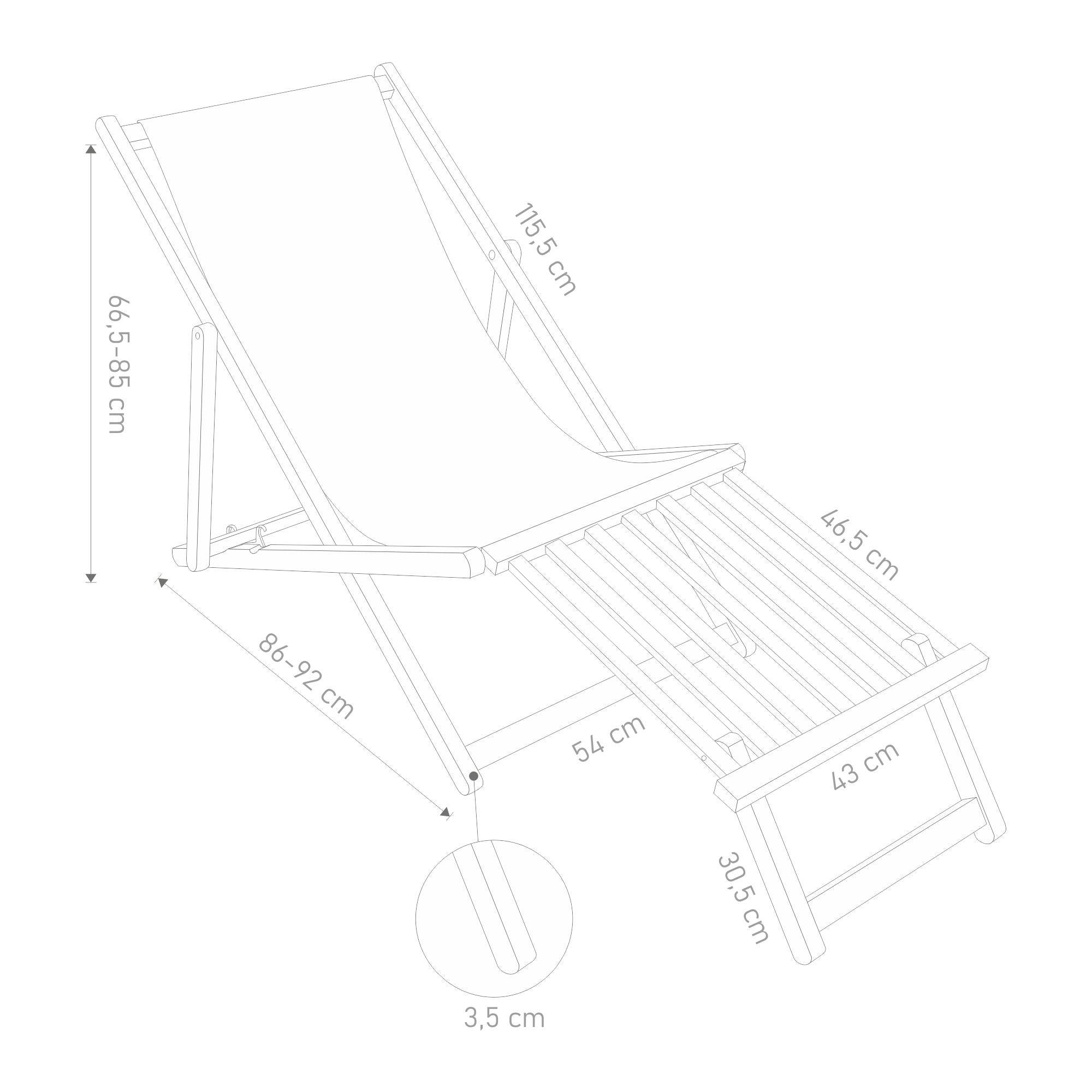 Wooden deck chair with wooden footrest Aral