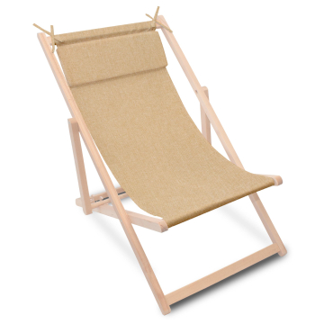 Drevené plážové lehátko s vankúšom Imitácia ľanu Desert Sand