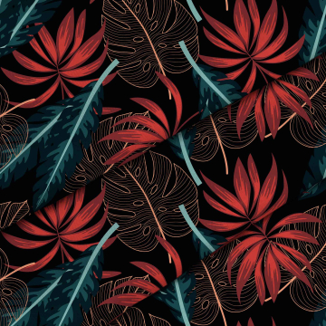 Látka Exotic Leaves on Dark