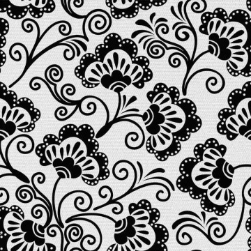 Látka Black Flowers