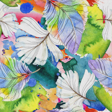Látka Feathers on Green Paint