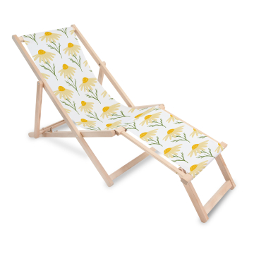Drevené lehátko s podnožkou Yellow Cute Daisy Flowers