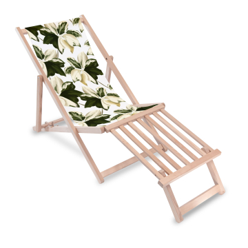 Drevené lehátko s drevenou podnožkou Botanical Leaves