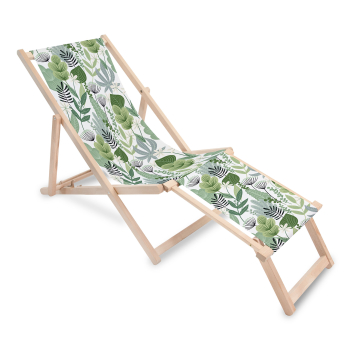 Drevené lehátko s podnožkou Flowers and Grass