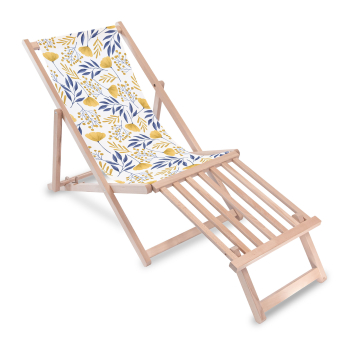 Drevené lehátko s drevenou podnožkou Ginko Leaves