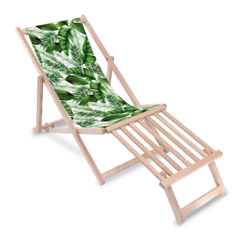 Drevené lehátko s drevenou podnožkou Big Leaves