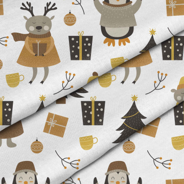Látka Christmas Forest Animals