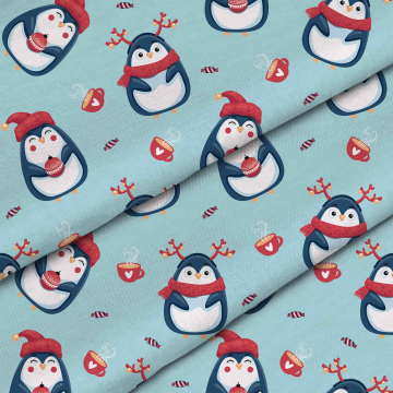 Látka Merry Christma Penguins