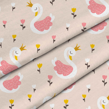 Látka Swan With Tulips Flowers