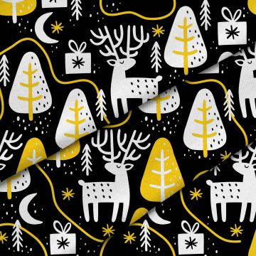 Látka Deers and Christmas Trees