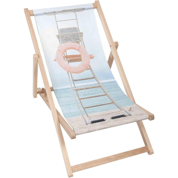 Drevené plážové lehátko Vintage Lifeguard