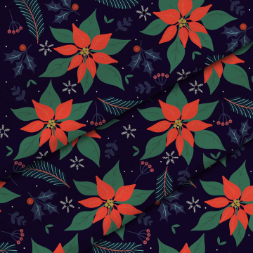 Látka Christmas Poinsettia