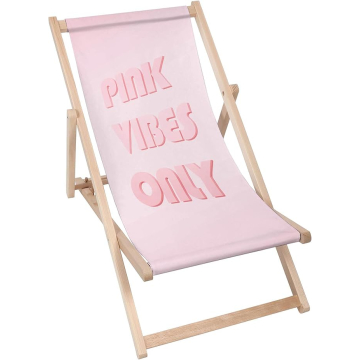 Drevené plážové lehátko Pink Vibes Only
