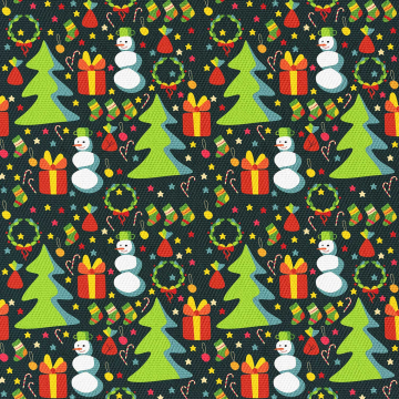 Látka Material Christmas trees and snowmen