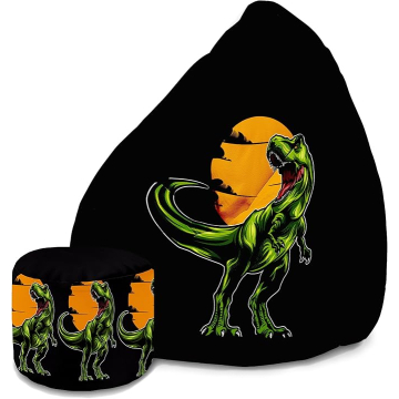 Sedací vak Pearshape s podnožkou Wild Dinosaur