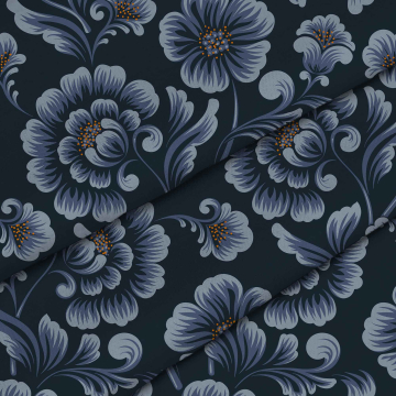 Látka Dark Blue Flowers