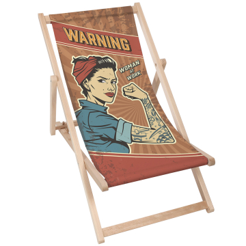 Drevené plážové lehátko Warning