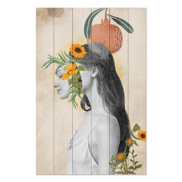 Obraz na dreve Woman with Head in Flowers