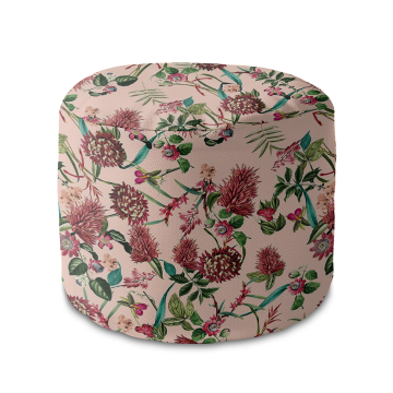 Sedací vak okruhlá podnožka Dark Jungle Pink