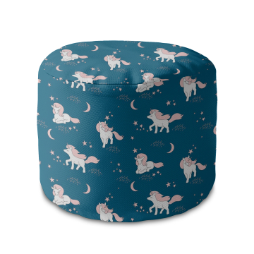 Sedací vak okruhlá podnožka Magical Pink Unicorn