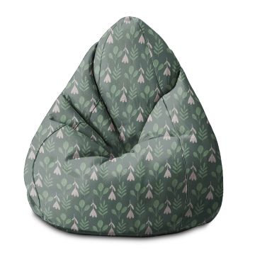 Sedací vak Pearshape Folk Flowers on Green