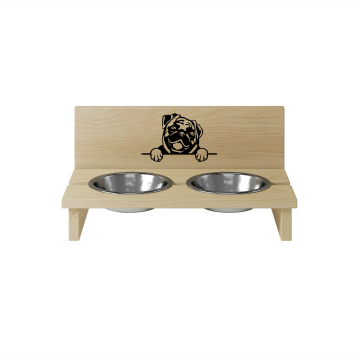 Drevený držiak na misku pre psa Pugs