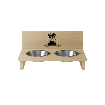 Drevený držiak na misku pre psa Schnauzer