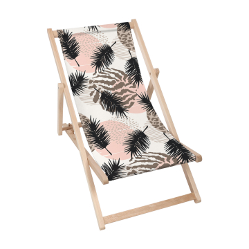 Drevené plážové lehátko Animal and Tropical Geometric