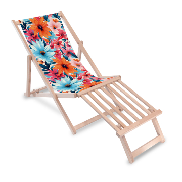 Drevené lehátko s drevenou podnožkou Blossoms