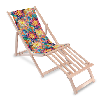 Drevené lehátko s drevenou podnožkou Botanical Floral