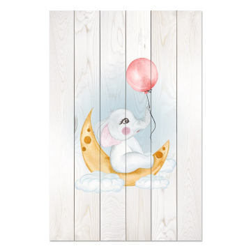 Obraz na dreve Cute Elephant Sitting Moon