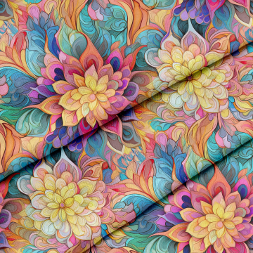 Látka Botanical Floral Geometric Pattern