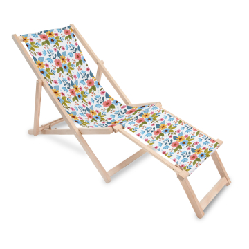 Drevené lehátko s podnožkou Floral Fantasy