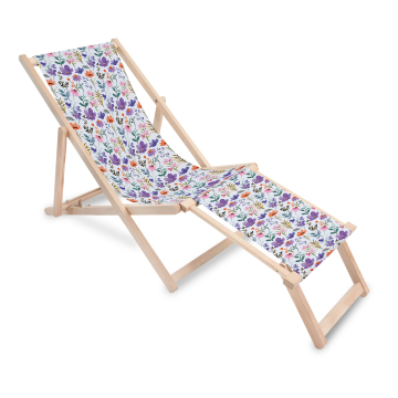 Drevené lehátko s podnožkou Land of Flowers