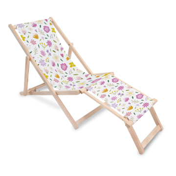 Drevené lehátko s podnožkou Multicolored Flowers