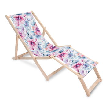Drevené lehátko s podnožkou Pastel Flowers
