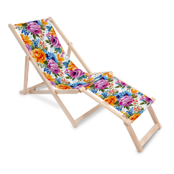 Drevené lehátko s podnožkou Petals in the Sun