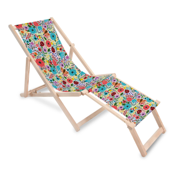 Drevené lehátko s podnožkou Spring Flowers
