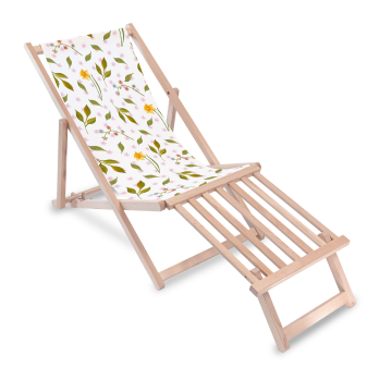 Drevené lehátko s drevenou podnožkou Spring Pattern