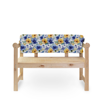 Vankúš na operadlo pre záhradnú lavičku Yellow and Blue Flowers