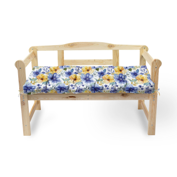 Vankúš na sedenie pre záhradnú lavičku Yellow and Blue Flowers