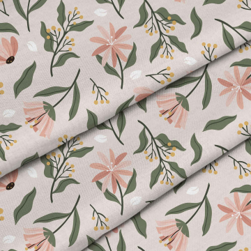Látka Peach Tones Flowers