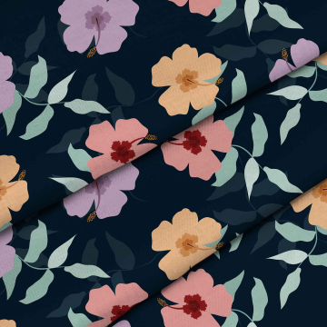 Látka Simple Flowers on Navy