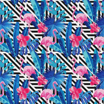 Látka Flamingos on Stripes
