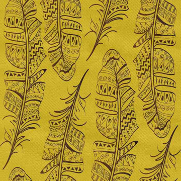 Látka Feathers on Yellow