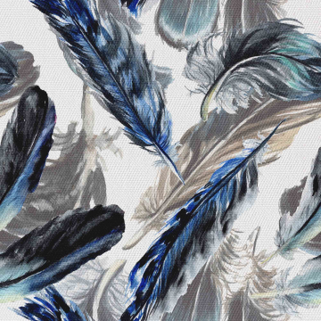 Látka Painted Blue Feathers