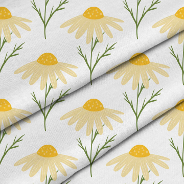 Látka Yellow Cute Daisy Flowers